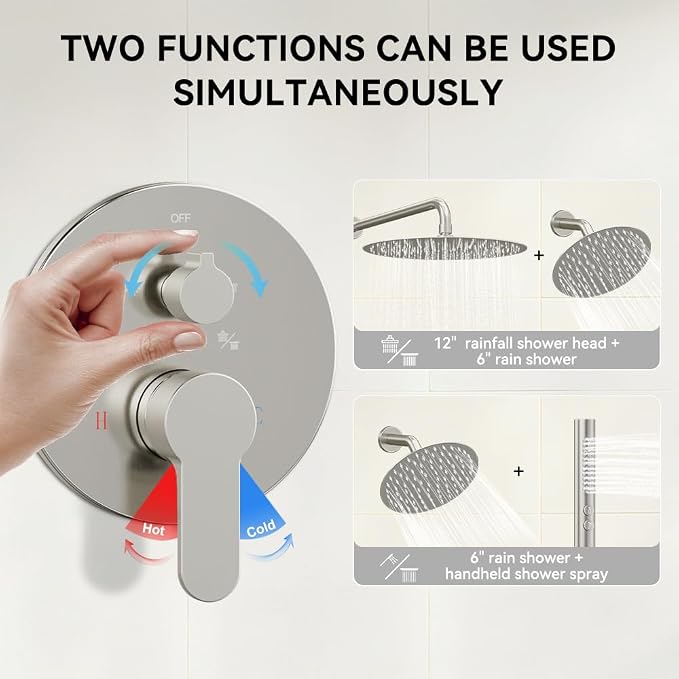 Shower Systems STARBATH 12+6" Round Dual Rainfall Shower Head - Image 2