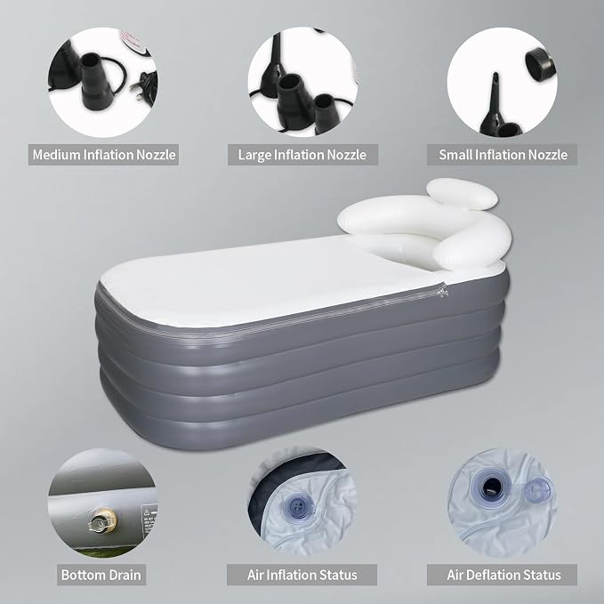 B&Y Inflatable Soaking Bathtub for Adult, Designed - Image 3