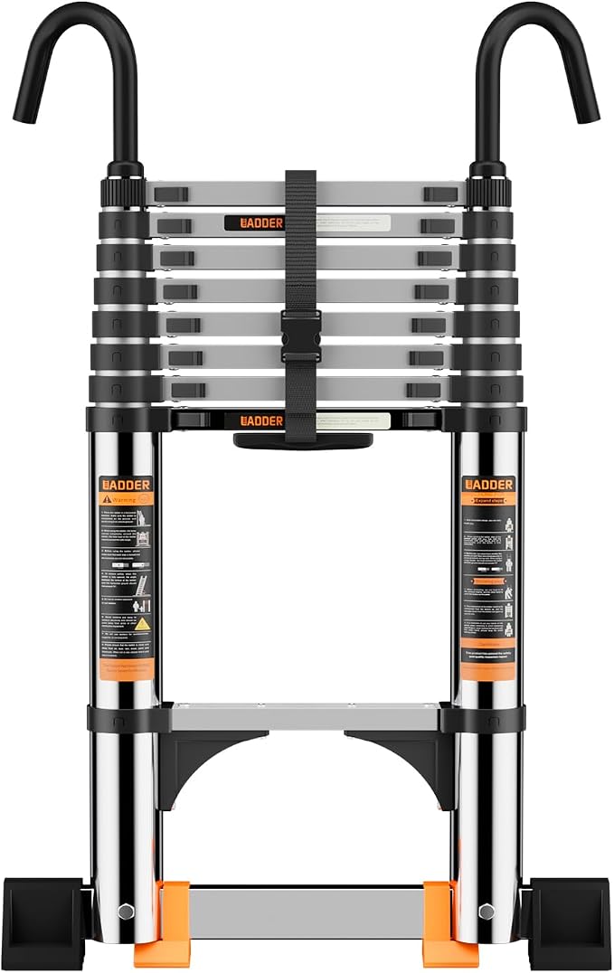 Telescoping Ladder, with Stable Hook and stabilizer barand, 13.5FT Extension by Unknown