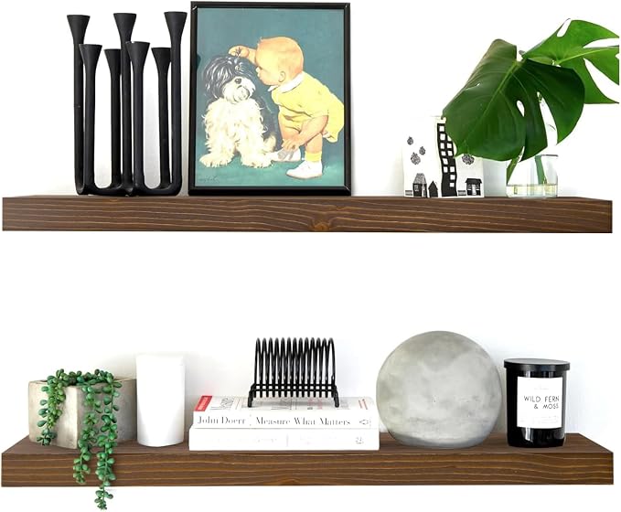 Homeforia Classic Walnut 36 inch Floating Shelf, High End Solid Real Wood Small by Homeforia