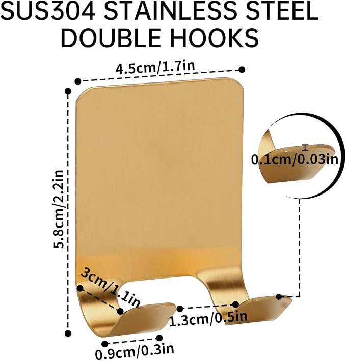 Self Adhesive Hooks Waterproof Razor Holder in Inside Shower 4 Pack, Metal - Image 2