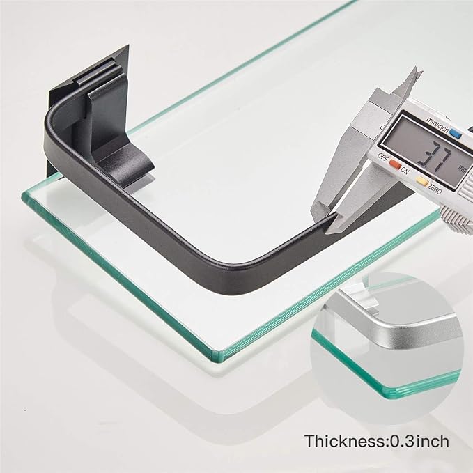 VOLPONE Bathroom Wall Shelf 15.7in Bathroom Glass Shelves Wall Mount Glass - Image 5