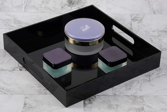 Glossy Black Sturdy Acrylic Serving Tray - Image 4