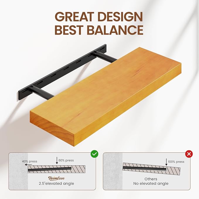Pine Floating Wall Shelves 24 Inches Long x 8”x 1.4” Wooden Shelf Floating - Image 7