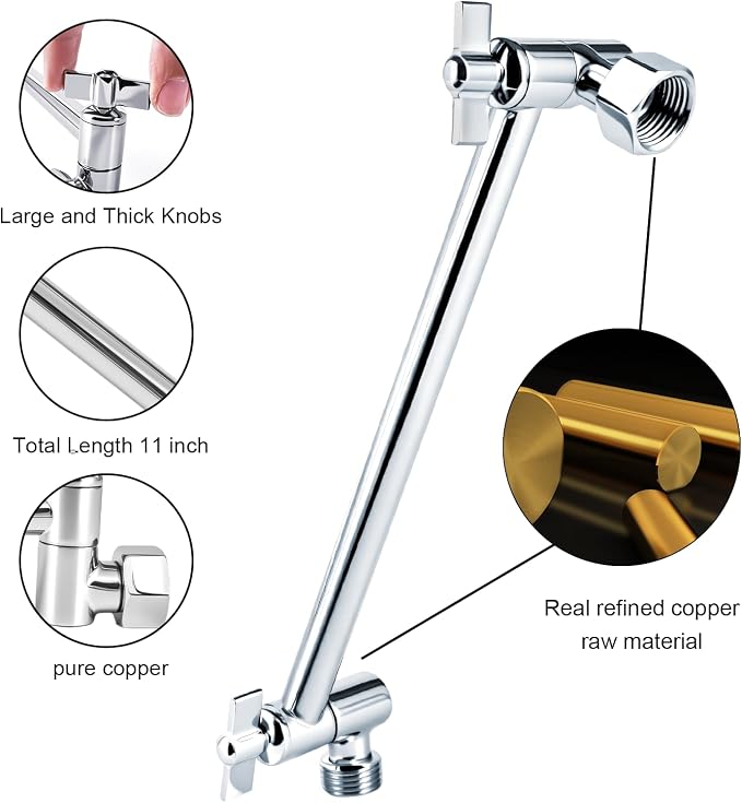 Heavy Duty Adjustable Shower Arm, Strong Load Support, No Sagging, Keeps Shower - Image 4