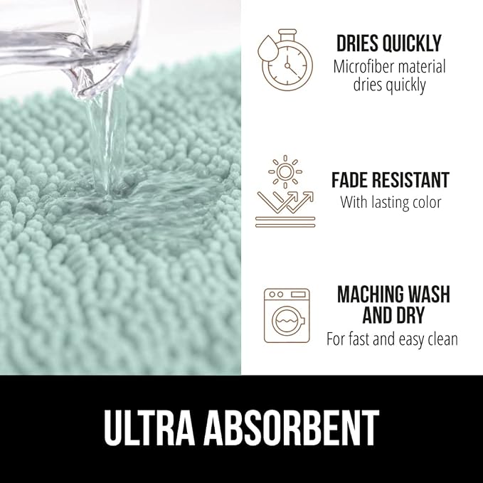 GORILLA GRIP Bath Rug Mat 30x20, Soft Absorbent Chenille, Quick Dry Microfiber - Image 5