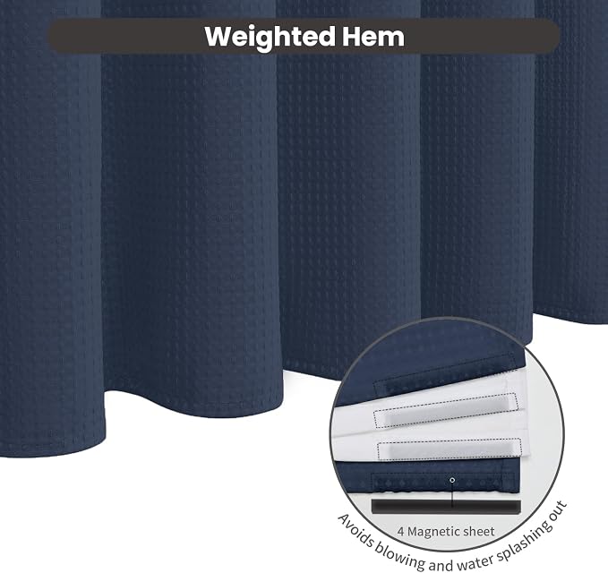Inhousolu No Hook Waffle Weave Shower Curtain - Image 4