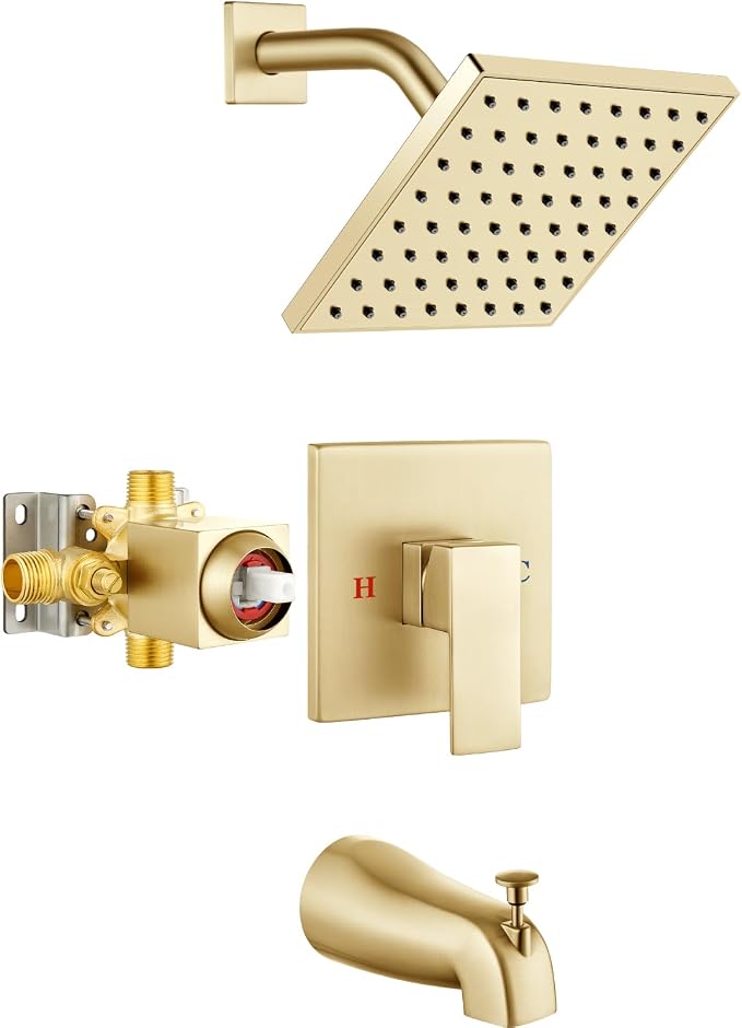 Heyalan Bathtub Shower Faucet Set, 6 Inch Square Trim Kit by Heyalan