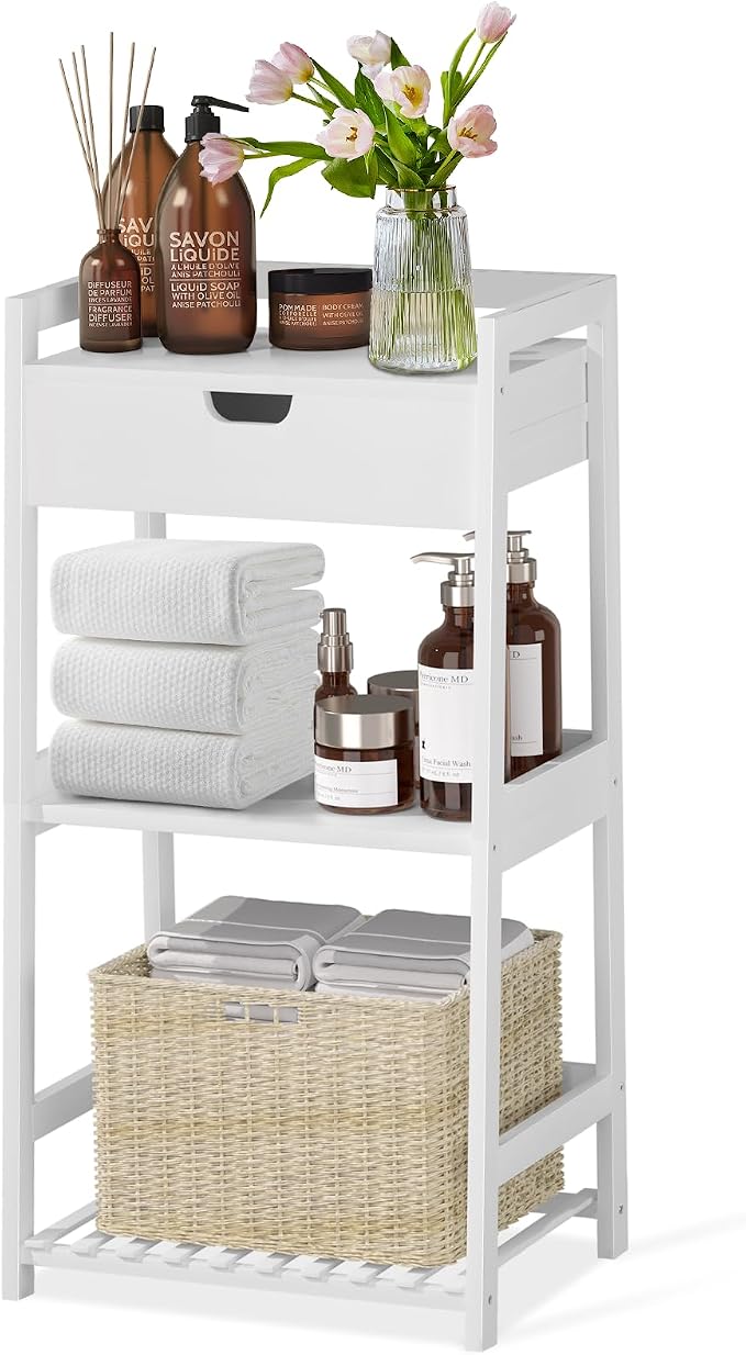 3 Tier Bamboo Bathroom Shelves by POXAKA