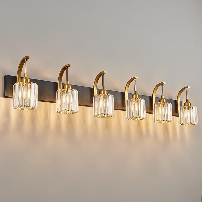 6-Light Crystal Vanity Light, 51.18" Long Over Mirror Lighting by FDPBY