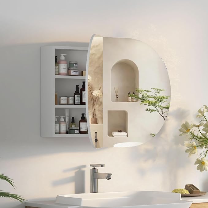 Oval Medicine Cabinet Mirror for Bathroom, Oval Mirror Cabinet Wall Mounted - Image 3