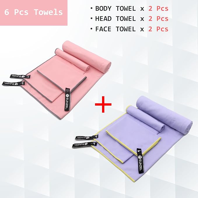 Eunzel 2 Set Quick Dry Camping Towel, Microfiber Travel Towel Super Absorbent - Image 2