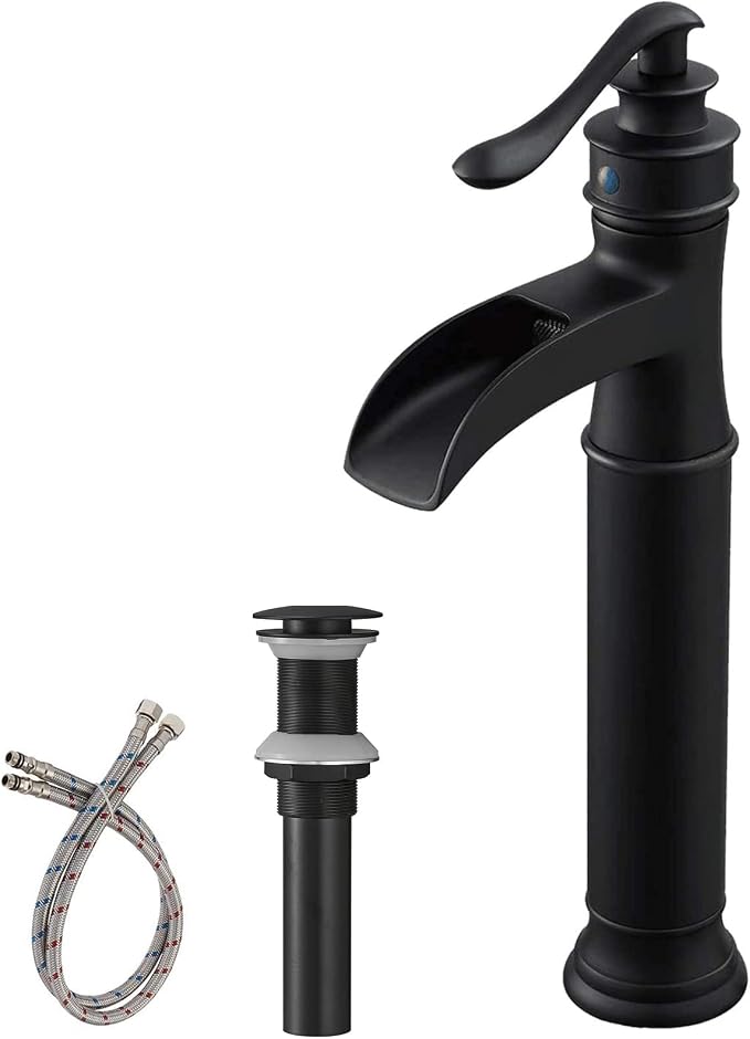 BWE Vessel Sink Faucet Waterfall Matte Black by BWE