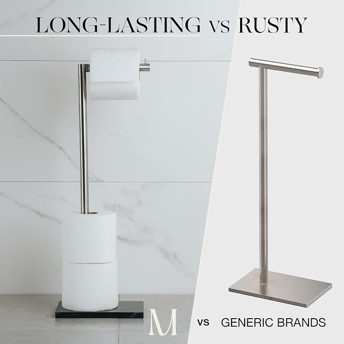 MARMOLUX ACC Free Standing Brushed Nickel Toilet Paper Holder Stand - Image 8