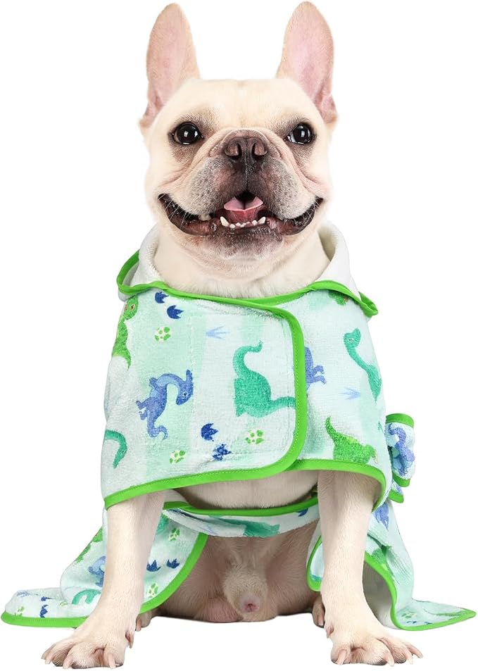 HDE Dog Bathrobe Super Absorbent Quick Drying Puppy Towel Wrap Coat Adjustable - Image 4
