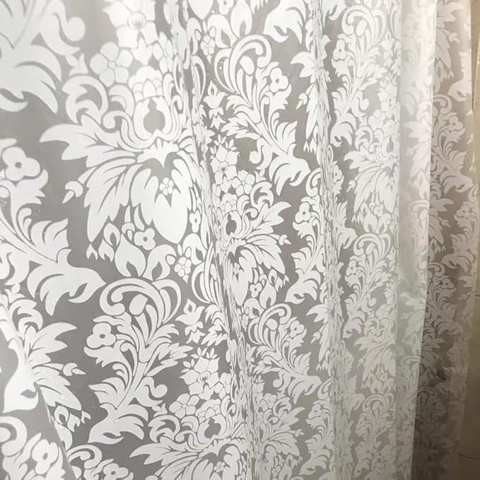 Clawfoot Tub Shower Curtain Floral Damask Liner All Around Extra Wide 180x70 - Image 5