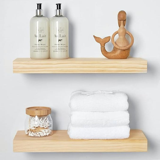 Homeforia 18 inch Natural Floating Shelf, High End Solid Real Wood 18inch Small by Homeforia
