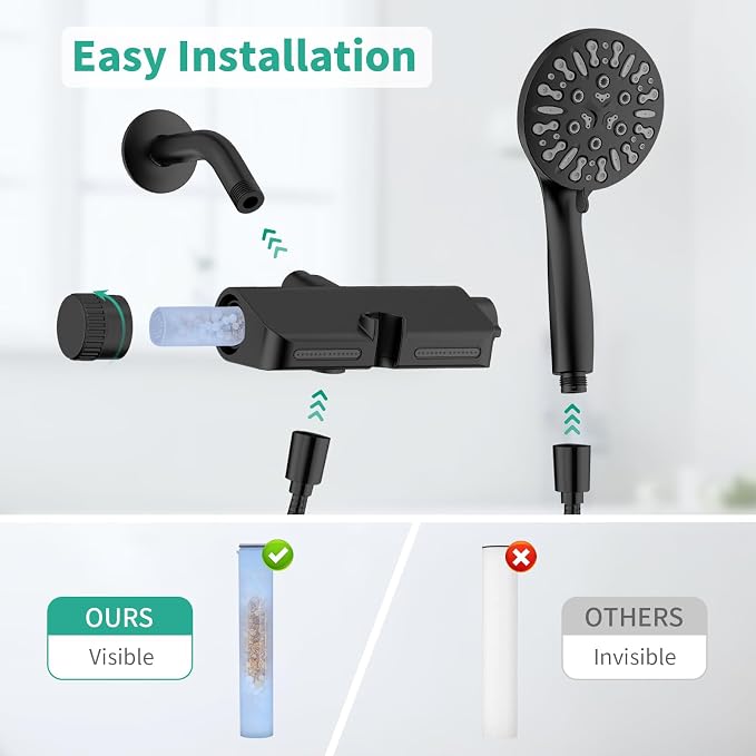 Filtered Shower Head with Handheld Combo, Hard Water Filter Shower Head with 9 - Image 6
