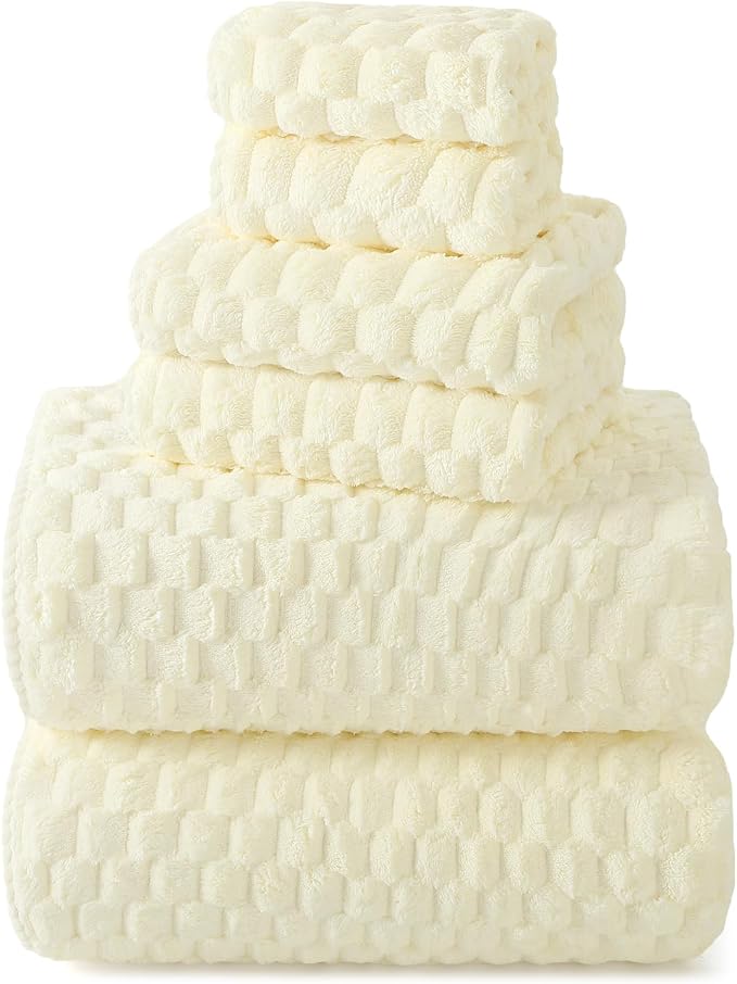 REDKISS Cream Extra Large Bath Towels Set of 6-35"x70" Oversized Bath Sheets by REDKISSOnline