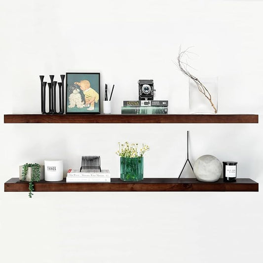 Homeforia Walnut 60 inch Floating Shelf, High End Solid Real Wood 60inch Long by Homeforia