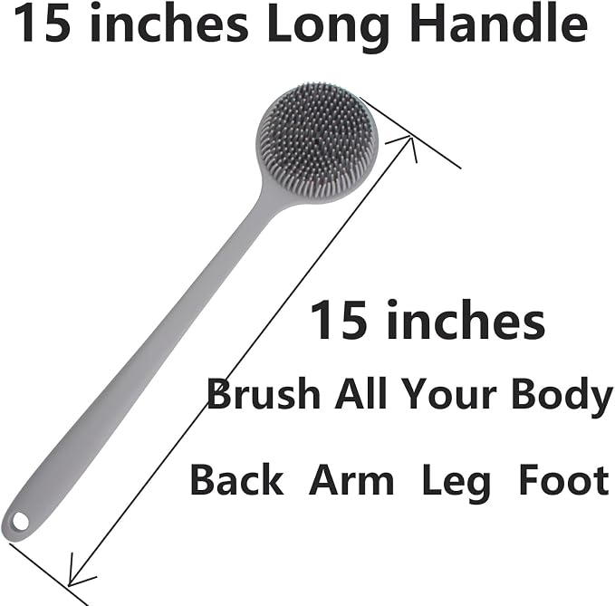 Back Scrubber for Shower, Soft Silicone Back Shower Brush Bath Body Scrubber - Image 5
