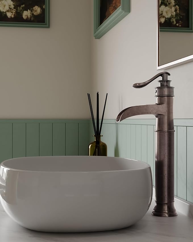 BWE Vessel Sink Faucet Waterfall Antique Copper Single Hole - Image 2