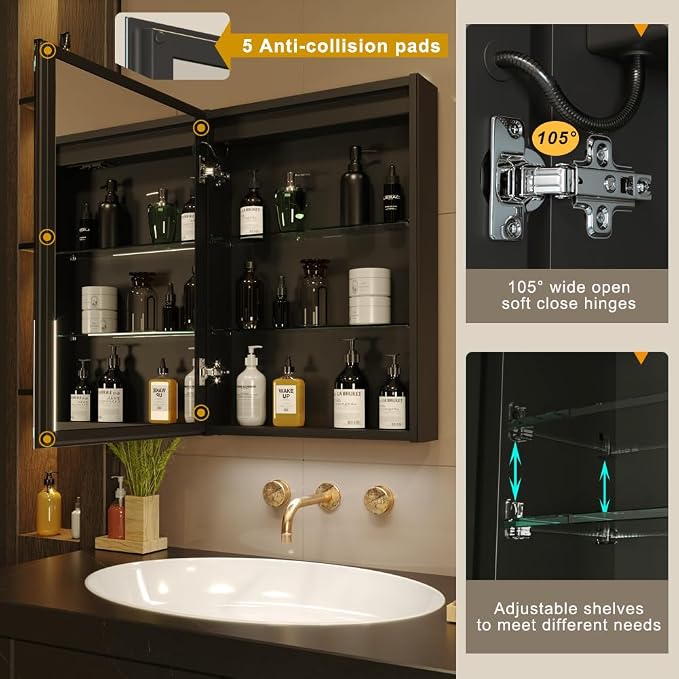 KWW LED Lighted Bathroom Medicine Cabinet - Image 4
