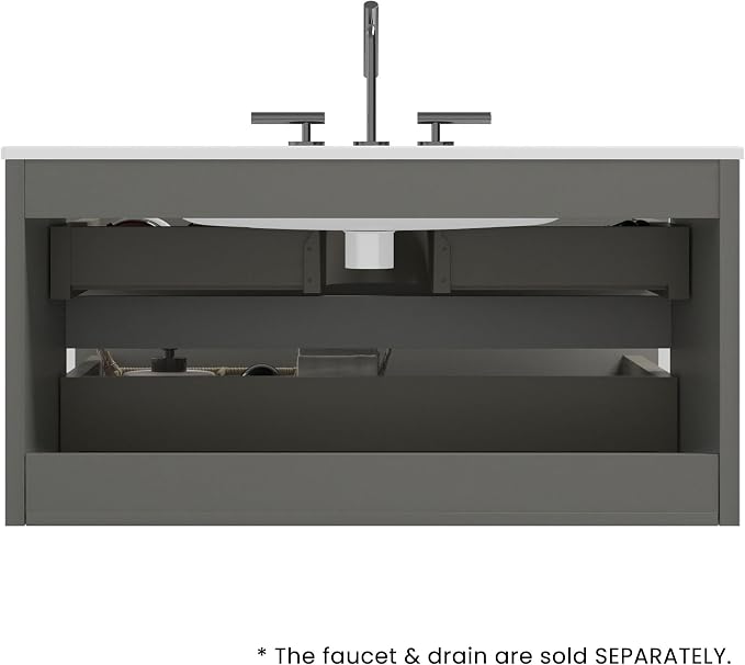 36" Bathroom Vanity with Sink, Modern Floating Vanity with Double Soft-Closing - Image 7
