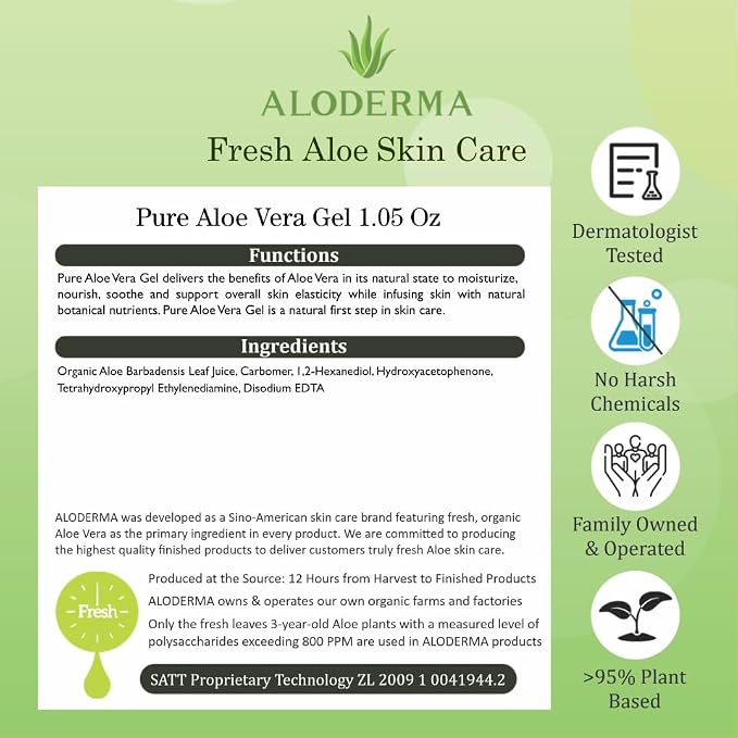 Aloderma 99% Organic Aloe Vera Gel Made within 12 Hours of Harvest, Easy Travel - Image 7