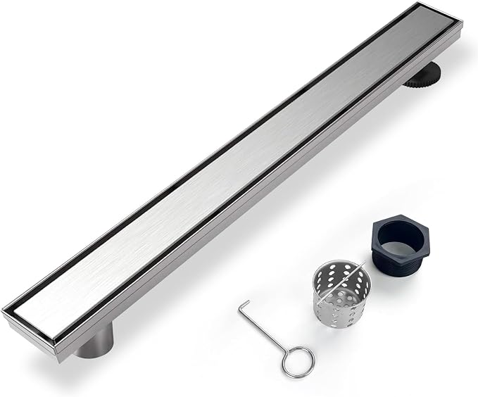 Offset Linear Shower Drain, Shower Drain 60 inch by Elefloom