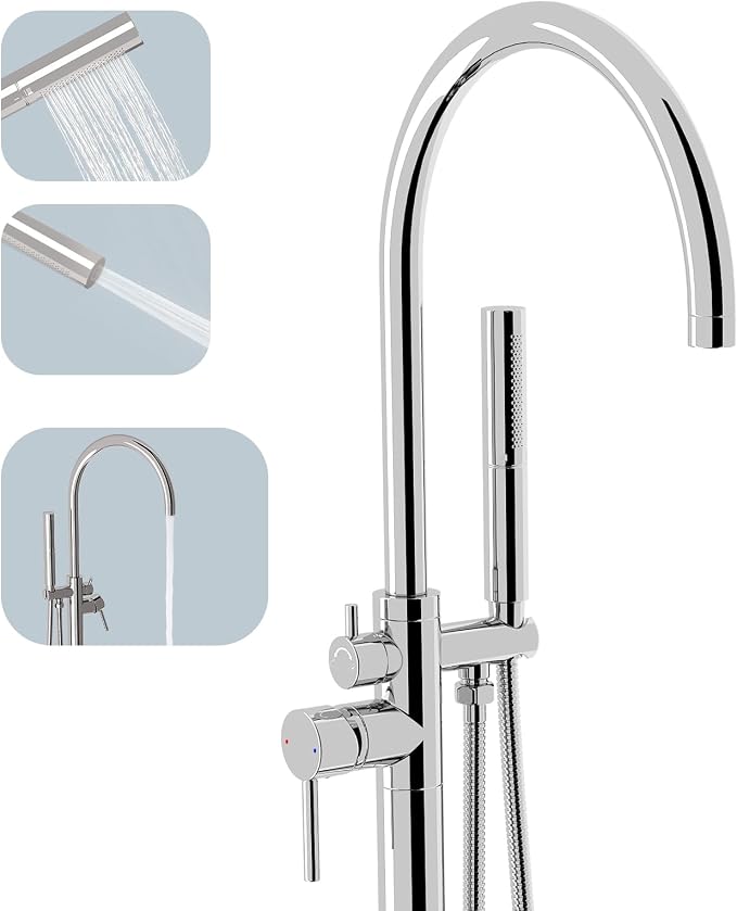 BESy Freestanding Bathtub Faucet Tub Filler Free Standing Floor Mount Stand by BESy