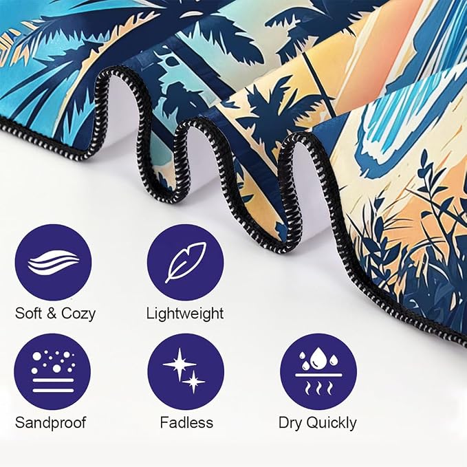 Quick-Dry Coconut Beach Towel 36"x72" Sand-Free Soft Microfiber - Image 2