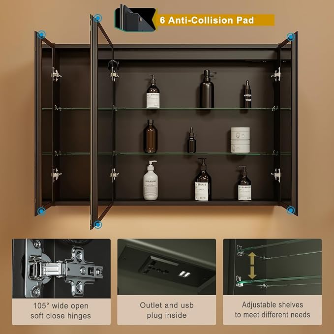 KWW LED Lighted Bathroom Medicine Cabinet - Image 3