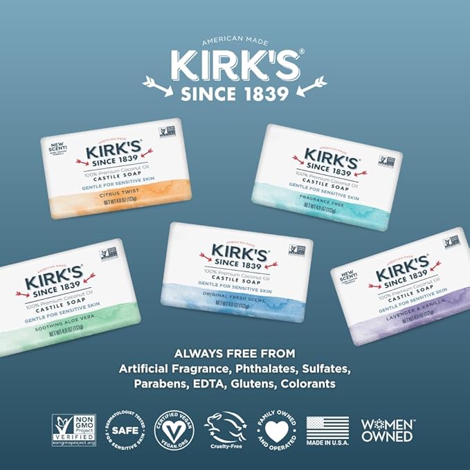 Kirk's Castile Bar Soap for Men, Women & Children - Image 7