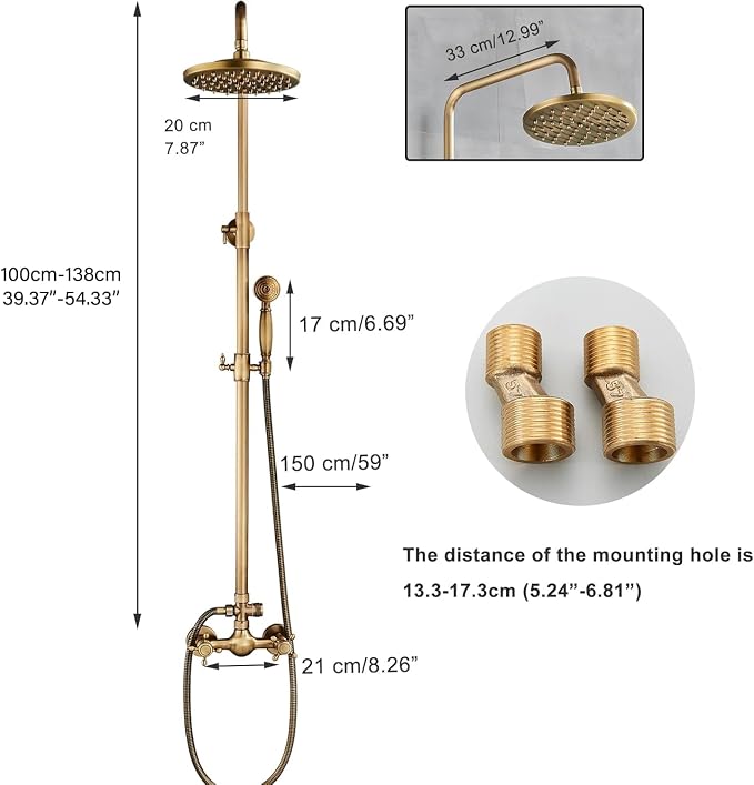 Antique Brass Shower System Bathroom Shower Faucet Set - Image 7