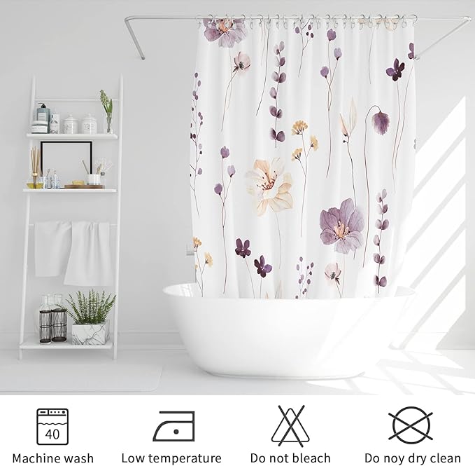 Gibelle Small Stall Shower Curtain 36 x 72, Narrow Half Watercolor Floral - Image 6