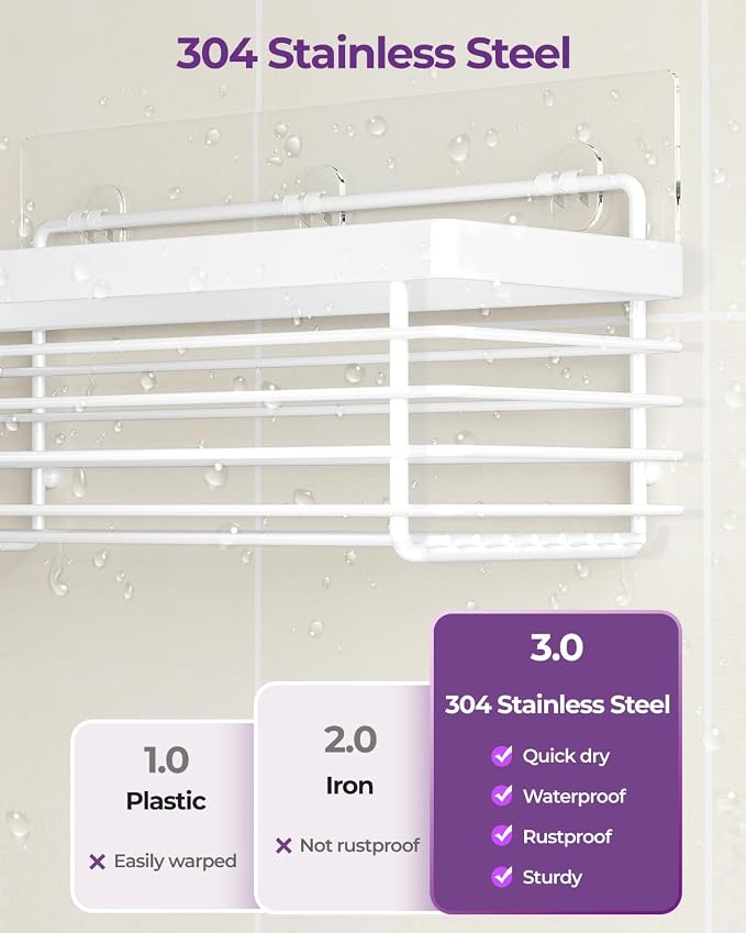 ODesign Shower Caddy 3 Pack SUS304 Stainless Steel-No Drilling-Shower Bathroom - Image 2