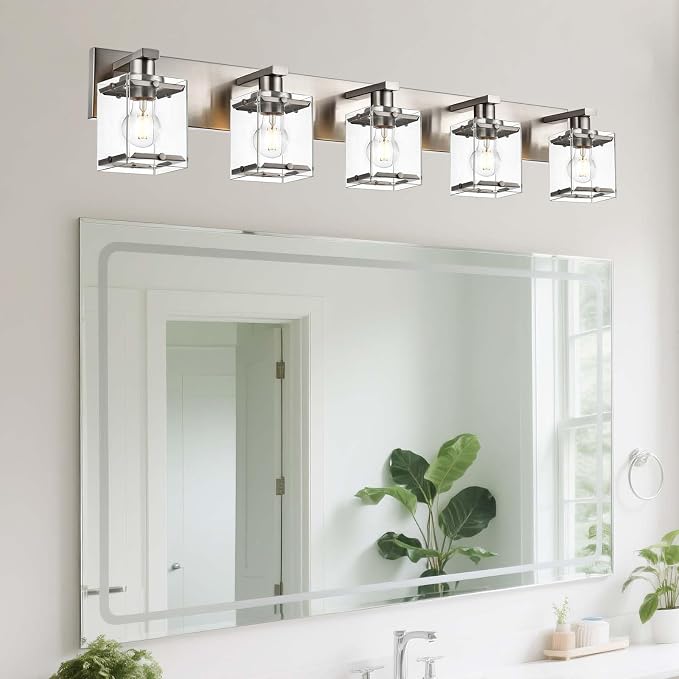 5-Lights Brushed Nickel Bathroom Wall Light by WINSHENLighting