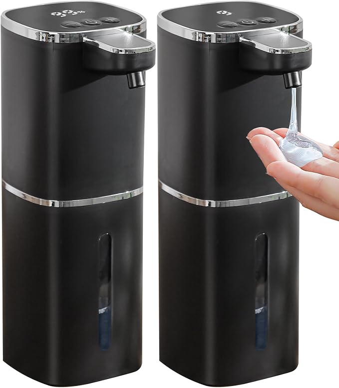 2 Pack Automatic Liquid Soap Dispenser, 12.8oz Rechargeable, Adjustable Liquid by DODOMEKIA