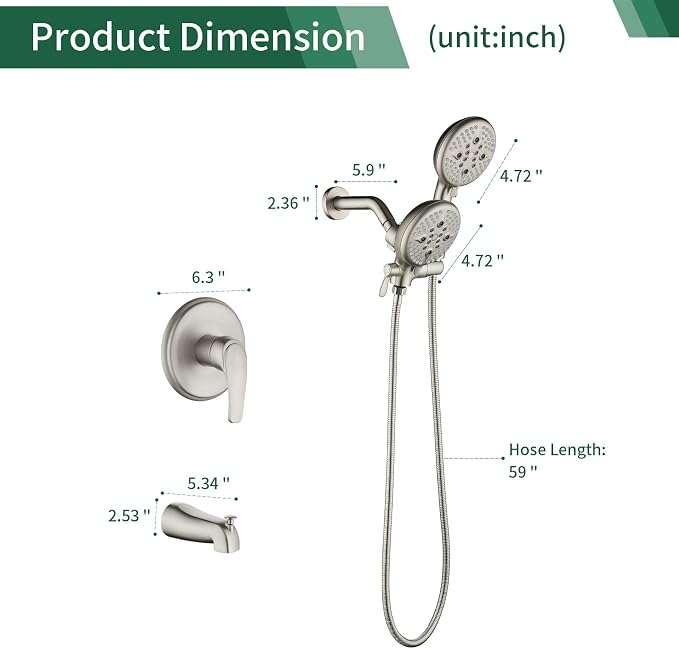 L829-2 Brushed Nickel Shower Faucet Set - Image 8