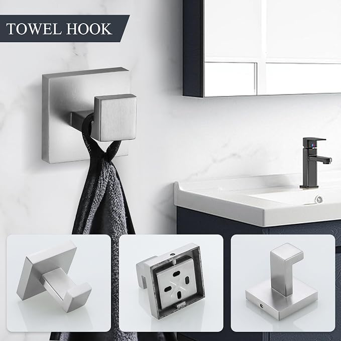 TURS Bathroom Hardware Set Brushed Towel Bar Set Stainless Steel Bathroom - Image 5