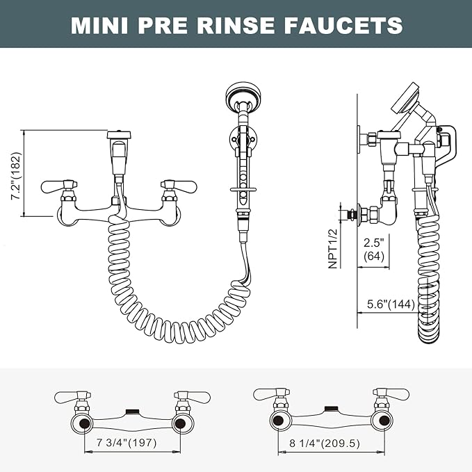 Pet Grooming Faucet, Wall Mount 8" Centers Mixing Faucet, Brass Pet Grooming - Image 6