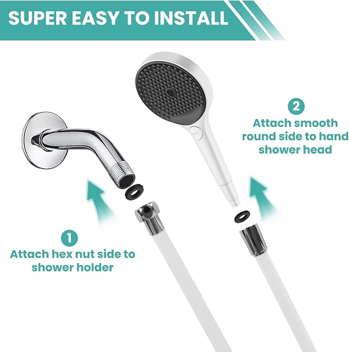 59 Inches Silicone Shower Hose, Ultra-Soft Anti-Kink Designed Handheld Shower - Image 7