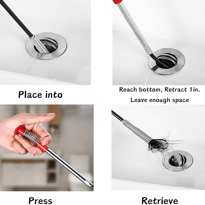 Drain Snake for Hair Clogs, 76 Inch Plumbing Auger Tool - Image 4