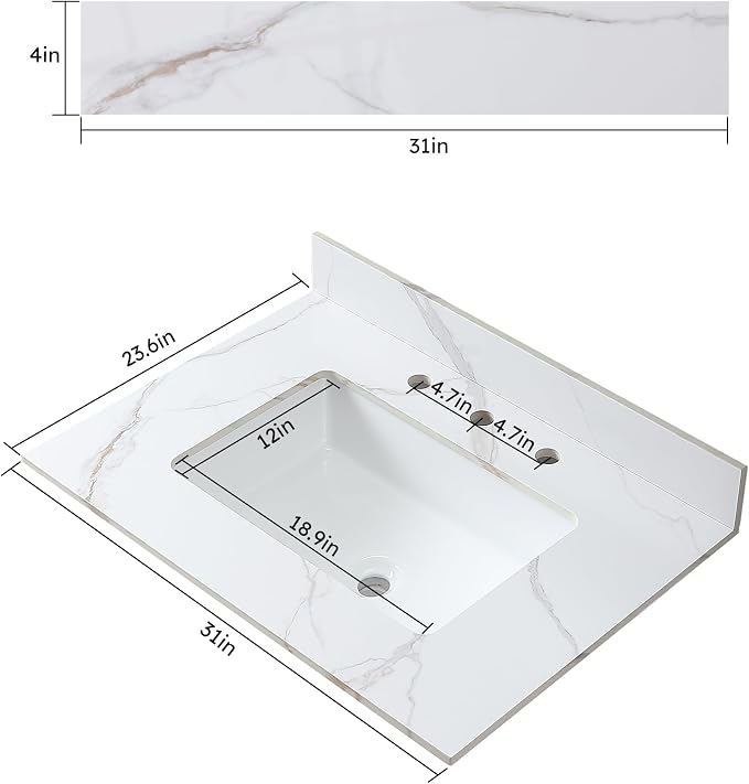 Montary 31"x 22" Bathroom Vanity Top - Image 7