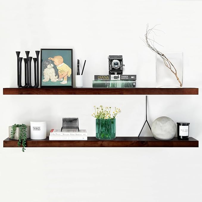 Homeforia 48 inch Walnut Floating Shelf, High End Solid Real Wood Large 48inch by Homeforia