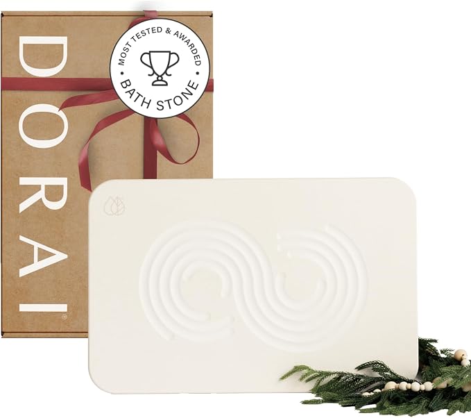 Dorai Home Bath Stone Mat 23.6"x15.4" – Quick-Dry, Non-Slip Diatomite Stone by DoraiHome