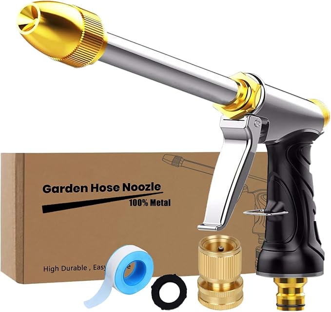 Upgrade Garden Hose Nozzle, 100% Heavy Duty Metal Spray Gun by DGESRUNDA