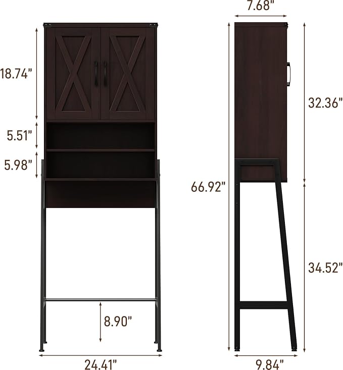 Vabches Over The Toilet Storage Cabinet, Farmhouse Over Toilet Storage Cabinet - Image 2