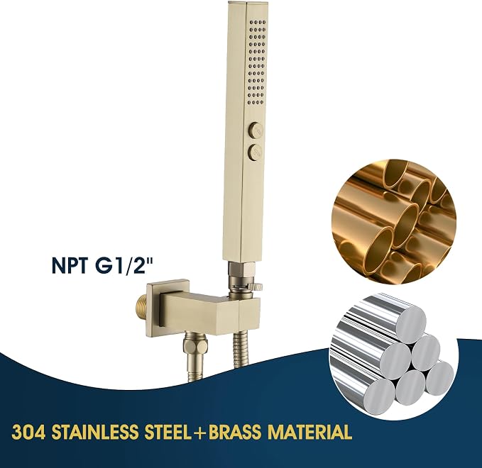 All-Metal High Pressure Square Handheld Shower Head - Image 6